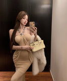 ロングドレスホルターネックセクシーエレガントタイトドレス気質ギリシャの女神XH2-XKD-D355-5959-Nov10