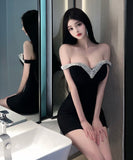 ミニドレスキャバドレスキラキラ谷間見せ指名セクシーパーティードレスhotgirlXH2-DD4246