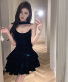 ミニドレス カワセクシー ティアードスカート 肌見せ パーティー 宴会 おしゃれ sweet dress XH2-DD4234