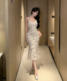 ロングドレス キラキラ おしゃれ キャバドレス 谷間見せ セクシー 大人可愛い パーティー XH2-ZED885455DXH449