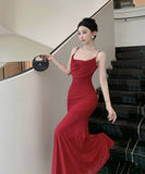 【2色】ロングドレス 肌見せ マーメイド エレガント 気質 宴会 袖付き XH2-ZED885532DXH238B