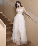 ロングドレス ベアトップふわふわ 刺繍 カラードレス 高級感 ウェディングドレス 宴会 演奏会　XH2-MBYD-ltao731899852919