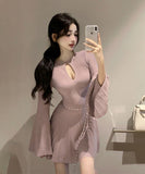 ミニドレス Aライン 着瘦せ 大人可愛い 秋新作 韓国っぽ XH2-LQE9208H355