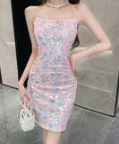 ミニドレス キャバドレス 背露出 キラキラ ナイトクラブ セクシー チェーン XH2-DD5896