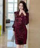 手作りドレス ミニドレス キラキラ セレブ風 高級感 気質 フリル 小顔効果 XH2-JY50725