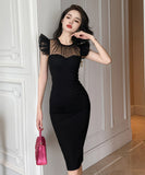 【手作り】膝丈ドレス 高品質 キラキラ 小顔効果 大人可愛い XH2-JY9604