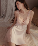 【3色】パジャマドレスのみ セクシー ルームウェア パット付き パジャマ レース ホルターネック XH8-GR-4528