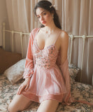 【2点セット】セクシーランジェリー M-XLサイズ セクシー下着 ベビードール キャミソール ルームウェア レース 透け感 魅惑 XH8-GR-C5240