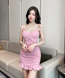 【4色】ミニドレス キャバドレス キャミワンピ セクシー キラキラ チュール パーティー 指名 ナイトクラブ XH2-YM8862