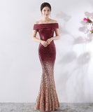 【6色】ロングドレス リボン パーティードレス オフショルダー お姫様 誕生日 演奏会 宴会 XH2-YEY1527#