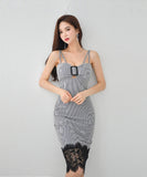 膝丈ドレス キャバドレス 千鳥格子 エレガント 気質 chic おしゃれ XH2-ZED885900A71