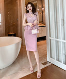 キャバドレス 膝丈ドレス セクシー 高品質 レース 手作り 結婚式 二次会 XH2-JY20377