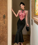 【2色】ロングドレス キャバドレス マーメイド 花柄 セクシー おしゃれ エレガント XH2-ZED889128DXH343B