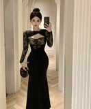 ロングドレス 宴会 レース マーメイド セクシー セレブ風 気質 XH2-ZED885323DXH245