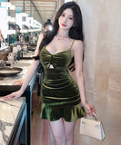 【3色】キャバドレス ミニドレス フリル セクシー 谷間魅せ 指名 気質 XH2-DD5216