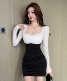 【3色】キャバドレス ミニドレス セクシー 指名 谷間魅せ レース 個性的 XH2-DD7581