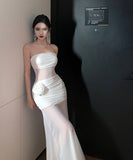 ロングドレス ベアトップ カワセクシー チュール 透明感 フラワー キャバクラ パーティー XH2-CD3-245-89770520