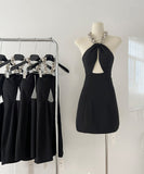 ミニドレス セクシー party ホルターネック 谷間見せ ナイトクラブ 宴会 XH2-MYK9935