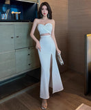 【2色】ロングドレス キャバドレス ベアトップ セクシー 宴会 party XH2-DD5028