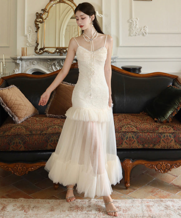 ロングドレス マーメイドドレス セクシー セレブ風 エレガント 宴会 パーティー チュール フリル  XH2-CD6-143-71120680