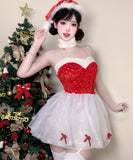 上下セット クリスマ コスプレ ベアトップ セクシー かわいい サンタ服 XH2-DML65