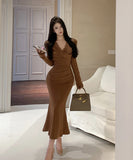 【2色】ロングドレスキャバドレス セクシー タイトドレス レース マーメイドドレス 指名 谷間見せ XH2-XKD-D355-5982-Nov16