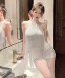 ミニドレス タッセル キラキラ party ホルターネック セクシー XH2-DD5980