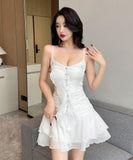 【2色】ミニドレス キャバドレス セクシー フリル 韓国っぽ XH2-DD5626