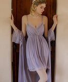 2点セット【4色】パジャマ ルームウェア セクシー Vネック 肌見せ レース XH8-GR2133