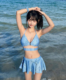 デニムビキニ セクシー ワンピース 超人気 ホルターネック 女子力 可愛い XH7-GM-adn004