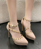 【2色】パンプス　痛くない　ハイヒール　ピンヒール　通勤用　エナメル　パンプス リベット　ハイヒール ポインテッドトゥ ヒール10cm エナメル　パンプス　ピンヒール 美脚パンプス 定番 フォーマル 結婚式 オフィス 大きいサイズ25.5cm XH5-DLHS6266-1