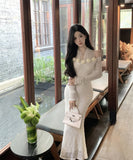 ロングドレス キャバドレス レース エレガント セレブ風 ホルターネック フラワー マーメイド XH2-DD7669