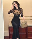 手作り ロングドレス 高品質 レース チュール フリル セクシー エレガント マーメイド XH2-JY20709