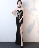 ロングドレス 宴会 ナイトクラブ キラキラ パーティードレス 透明感 肌見せ レース ゴージャス XH2-HX195