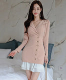 キャバドレス ミニドレス セクシー Vネック 秋新作 フリー 大人可愛い XH2-ZED882671BH506