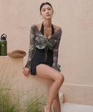 【2点セット】ビキニ モノキニ ワンピース ホルターネック セクシー 海辺 おしゃれ感 水着 着痩せ hot girl ビーチ　XH2-XYX-Q376