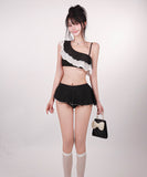 bikini 水着 ビキニ ワンショルダー フリル ワンピース モノキニ タンキニ 旅行 温泉 ビーチ 海 XH7-CF-XI2512