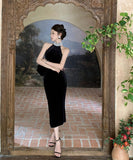 膝丈ドレス キャバドレス キラキラ ホルターネック セクシー セレブ風 パーティー XH2-ZED888587DXH238A