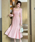 手作り ツイードドレス セレブ風 高級感 キラキラ エレガント 着痩せ 気質 韓国っぽ XH2-JY50696