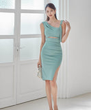 膝丈ドレス タイトドレス 非対称 エレガント 気質 おしゃれ XH2-ZED889752BH538