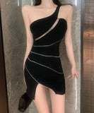 キャバドレス セクシー ミニドレス ワンショルダー 非対称 XH2-DD4968