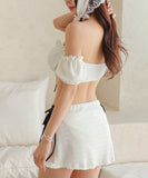 【3点セット】ビキニ 水着 パフスリーブ 体型カバー 大人可愛い ワンピース モノキニ ビーチ 海 旅行 SNS話題 XH7-XYX-XFH03