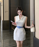 ミニドレス キャバドレス Vネック エレガント 通勤 同伴 着痩せ 気質 大人可愛い XH2-XKD-D445-2308-Jun4