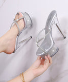 【3色】ハイヒール パンプス 15cm キラキラ スリッパ 美脚効果 歩きやすい 流行り OL 百掛け 透かし彫り ヒール 靴 XH5-JJMX190-A60