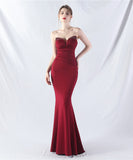 【8色】ロングドレス ナイトドレス ベアトップ 華奢感 キラキラ 宴会 演奏会 誕生日 XH2-YEY31978#