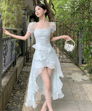 【2色】ミニドレス ロマンチック チュール パフ袖 おしゃれ 可愛い YH2-ZED885395DXH238B