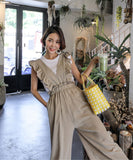 【2色】ワイドパンツ おしゃれ 着痩せ 通勤 かわいい フリル XH2-YF1148