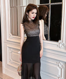 キャバドレス 手作り 非対称 レース セクシー 二次会 高級感 XH2-JY20412
