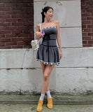 ビキニ水着ワンピースベアトップセクシースタイルアップ水着 レディース スカート付きワンピース 引き締め効果 着痩せ水着 XH7-DP-A33933