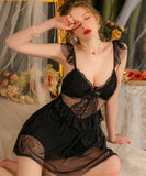 2点セット【black&white】ルームウェア セクシー パジャマ レース 肌見せ XH8-GR2634